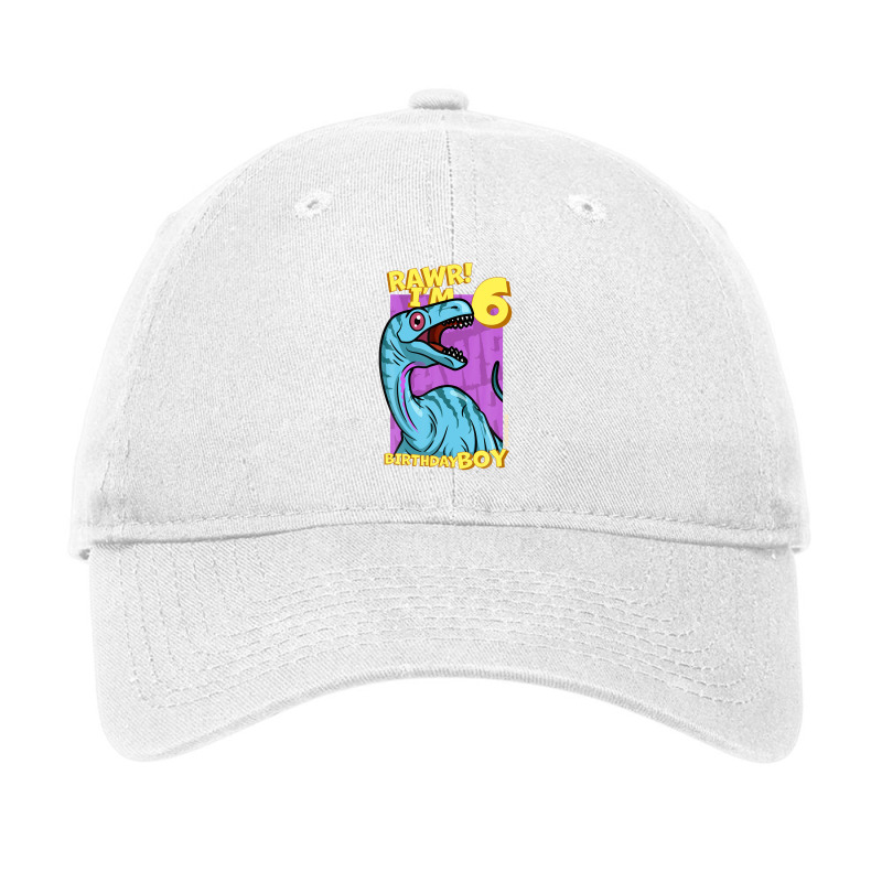 Rawr! I'm 6 Birthday Boys 6th Birthday Dino Noasaurus Adjustable Cap | Artistshot