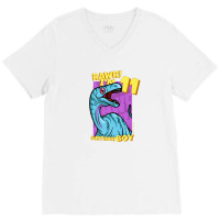 Rawr! I'm 11 Birthday Boys 11th Birthday Dino Noasaurus V-neck Tee | Artistshot