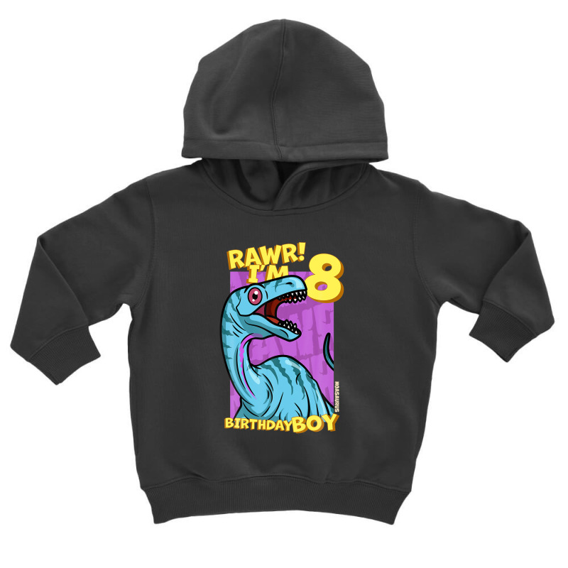 Rawr! I'm 8 Birthday Boys 8th Birthday Dino Noasaurus Toddler Hoodie | Artistshot