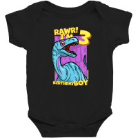 Rawr! I'm 3 Birthday Boys 3rd Birthday Dino Noasaurus Baby Bodysuit | Artistshot