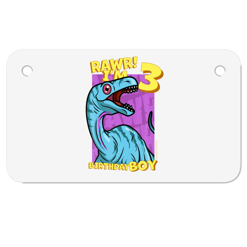 Rawr! I'm 3 Birthday Boys 3rd Birthday Dino Noasaurus Motorcycle License Plate | Artistshot