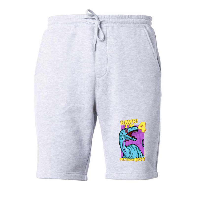 Rawr! I'm 4 Birthday Boys 4th Birthday Dino Noasaurus Fleece Short | Artistshot