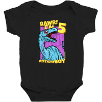 Rawr! I'm 5 Birthday Boys 5th Birthday Dino Noasaurus Baby Bodysuit | Artistshot