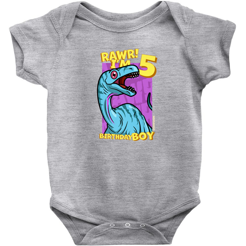 Rawr! I'm 5 Birthday Boys 5th Birthday Dino Noasaurus Baby Bodysuit | Artistshot