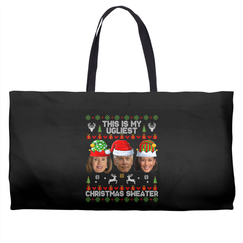 This Is My Ugliest Christmas Sweater Funny Joe Biden Kamala T Shirt Weekender Totes | Artistshot