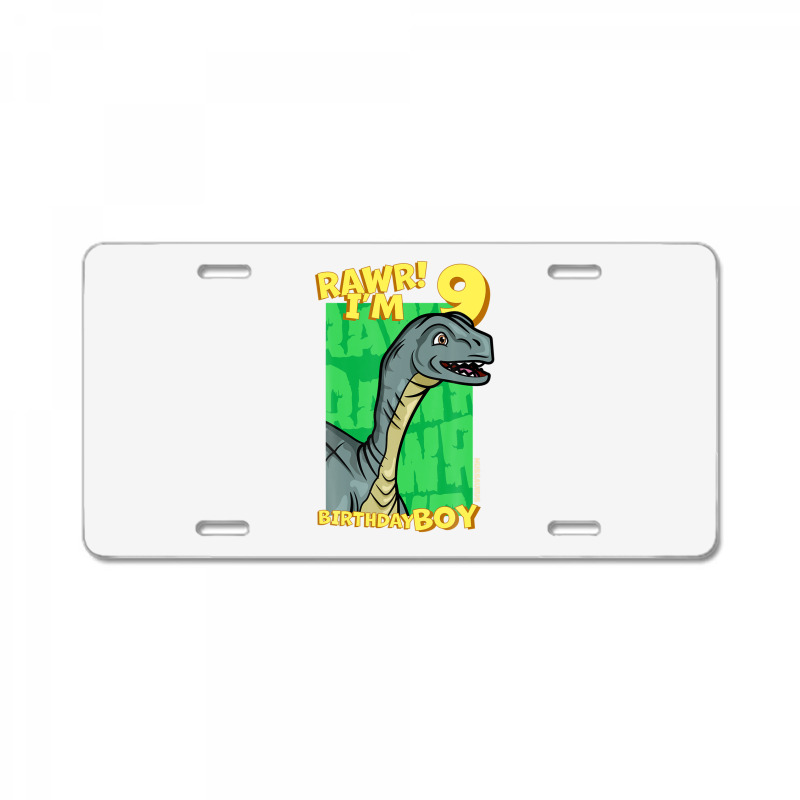 Rawr! I'm 9 Birthday Boys 9th Birthday Dino Mussaurus License Plate | Artistshot