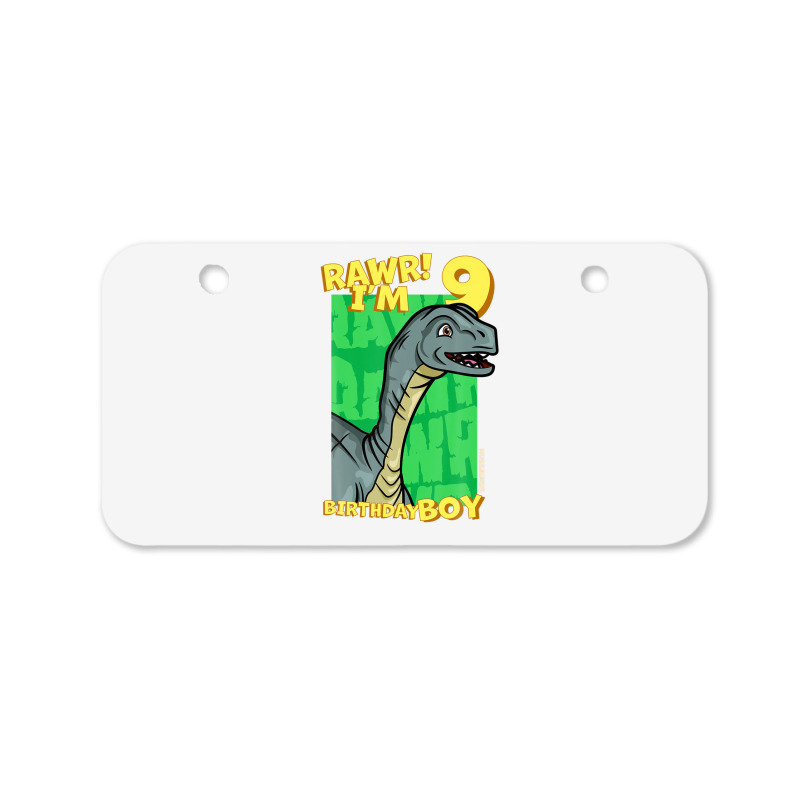 Rawr! I'm 9 Birthday Boys 9th Birthday Dino Mussaurus Bicycle License Plate | Artistshot