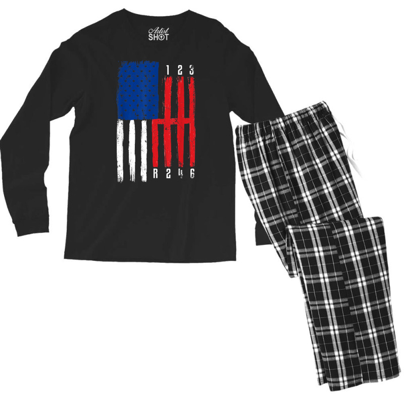 Gears Shift American Flag Muscle Car 6 Vintage Mechanic T Shirt Men's Long Sleeve Pajama Set | Artistshot