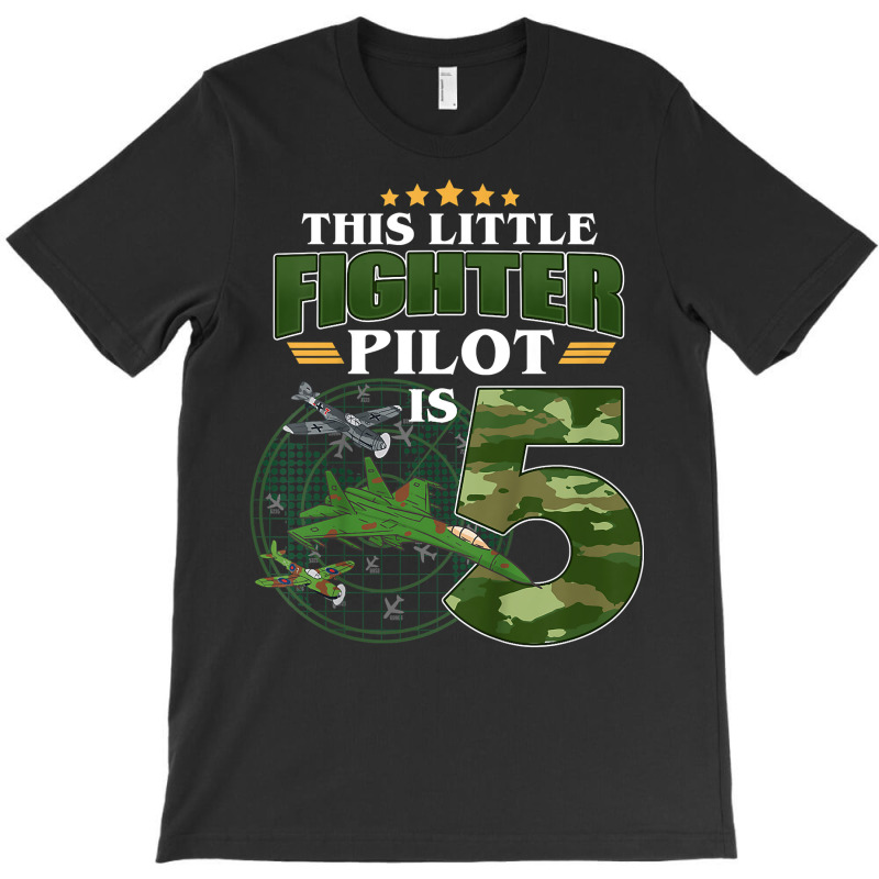 Kids 5th Birthday This Fighter Pilot Is 5 Soldier Camo Style Boys T Sh T-shirt | Artistshot