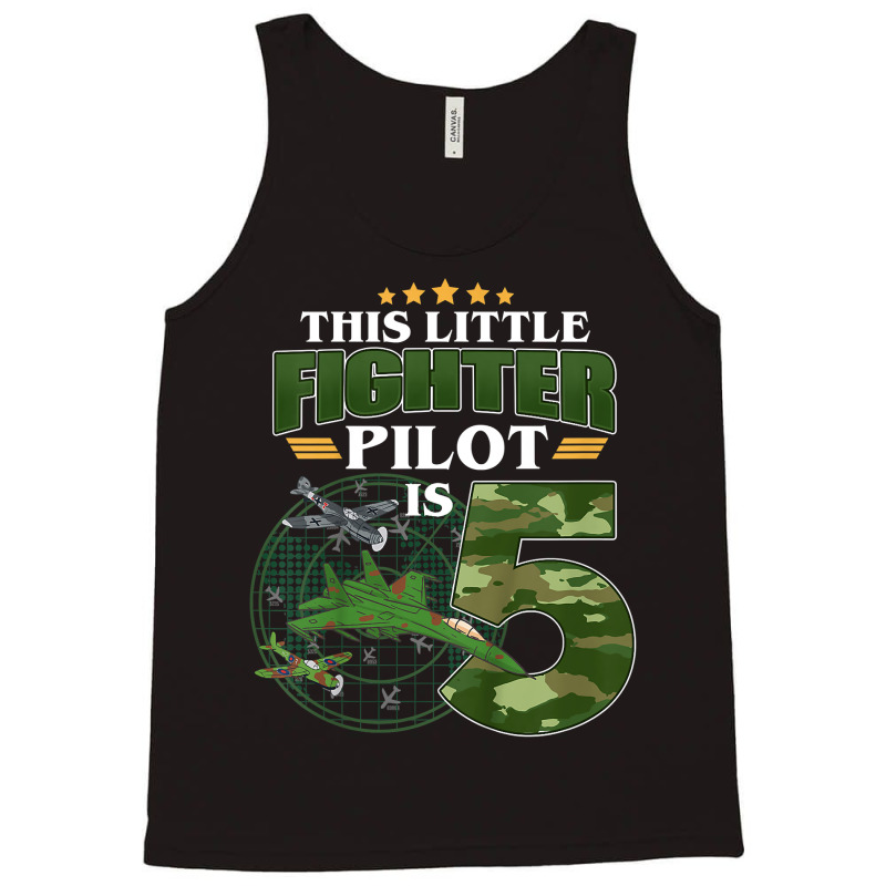 Kids 5th Birthday This Fighter Pilot Is 5 Soldier Camo Style Boys T Sh Tank Top | Artistshot