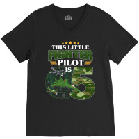 Kids 5th Birthday This Fighter Pilot Is 5 Soldier Camo Style Boys T Sh V-neck Tee | Artistshot