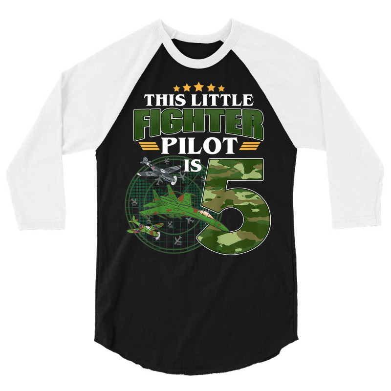 Kids 5th Birthday This Fighter Pilot Is 5 Soldier Camo Style Boys T Sh 3/4 Sleeve Shirt | Artistshot