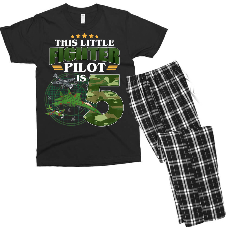 Kids 5th Birthday This Fighter Pilot Is 5 Soldier Camo Style Boys T Sh Men's T-shirt Pajama Set | Artistshot