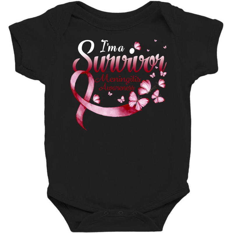 I'm A Survivor Meningitis Awareness Butterfly Long Sleeve T Shirt Baby Bodysuit by cm-arts | Artistshot