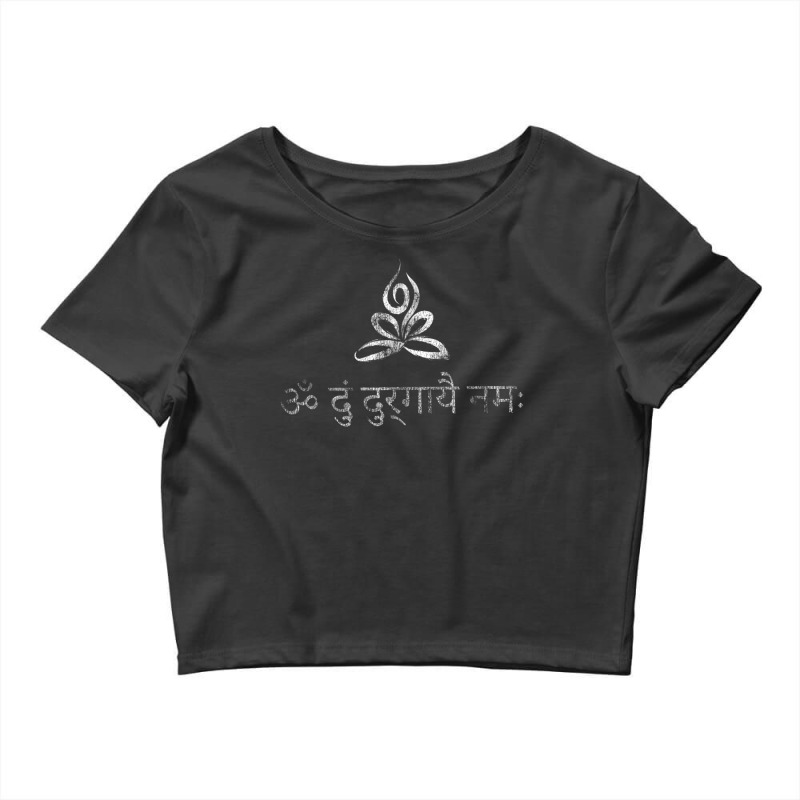 Goddess Durga Distressed Lotus Yoga Pose Sanskrit Mantra T Shirt Crop Top by buske | Artistshot