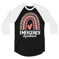 Emergency Department Rainbow Leopard Emergency Room Nursing Long Sleev 3/4 Sleeve Shirt | Artistshot