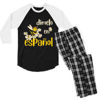 Dimelo En Espanol Cute Bee Spanish Teacher Maestra Bilingue T Shirt Men's 3/4 Sleeve Pajama Set | Artistshot