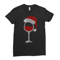 Womens Santa Hat Wine Bling Christmas Rhinestone Bling V Neck T Shirt Ladies Fitted T-shirt | Artistshot