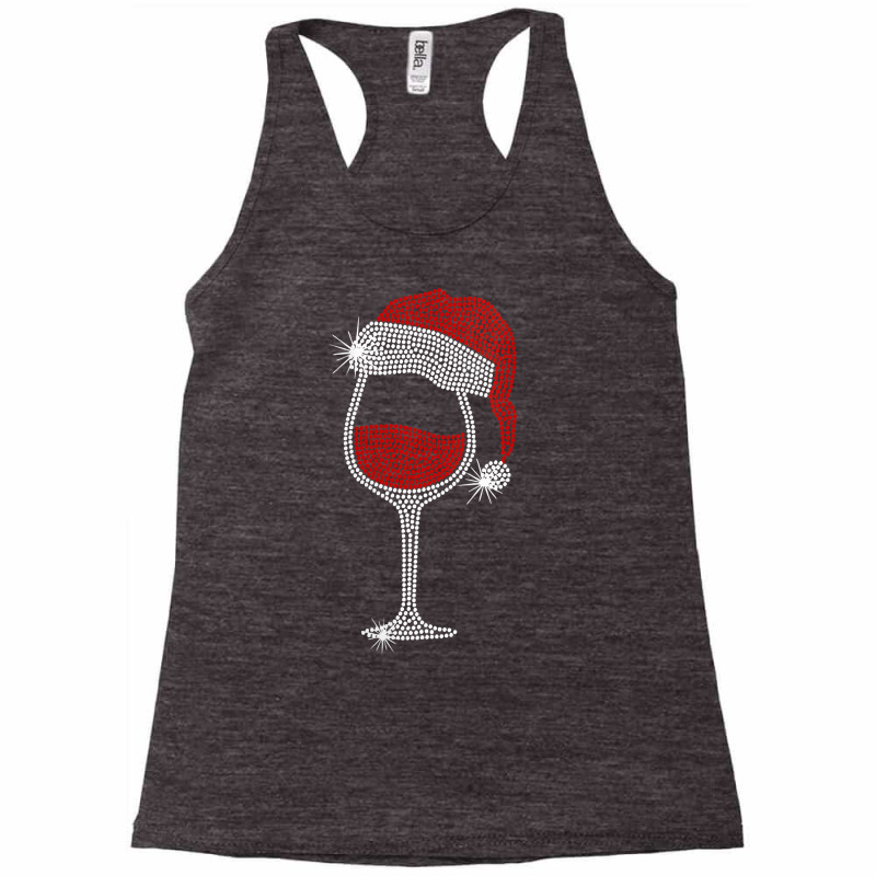 Womens Santa Hat Wine Bling Christmas Rhinestone Bling V Neck T Shirt Racerback Tank by cm-arts | Artistshot