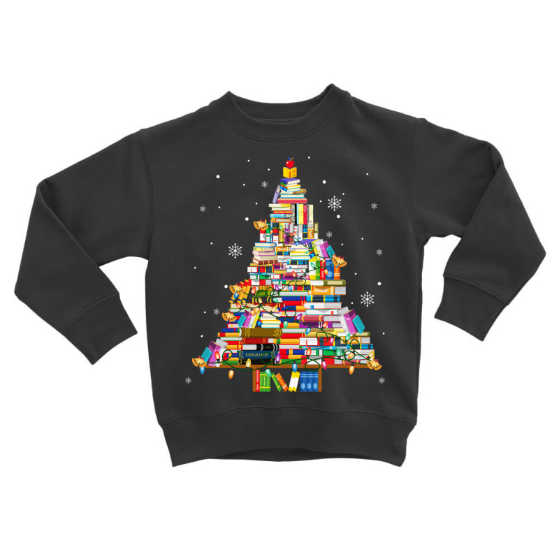 Christmas Library Tree Lights For Librarian And Book Lover Long Sleeve Toddler Sweatshirt by cm-arts | Artistshot