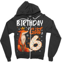 Kids Fox Animal Lovers 6th Birthday Girl Fox Bday 6 Year Old Premium T Zipper Hoodie | Artistshot