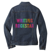 Language Arts Teacher Rocks I Prefer Term Writing Rockstar Premium T S Ladies Denim Jacket | Artistshot