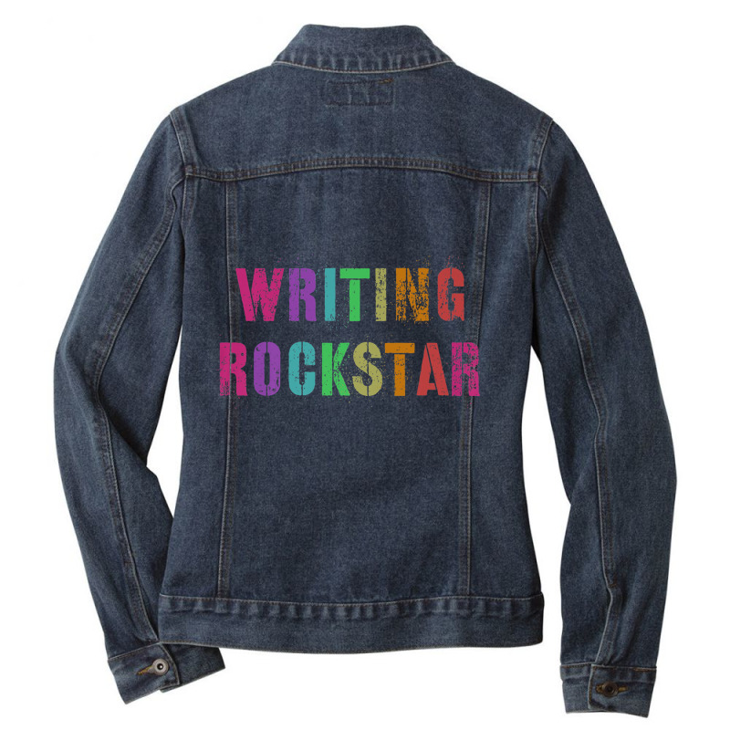 Language Arts Teacher Rocks I Prefer Term Writing Rockstar Premium T S Ladies Denim Jacket by cm-arts | Artistshot