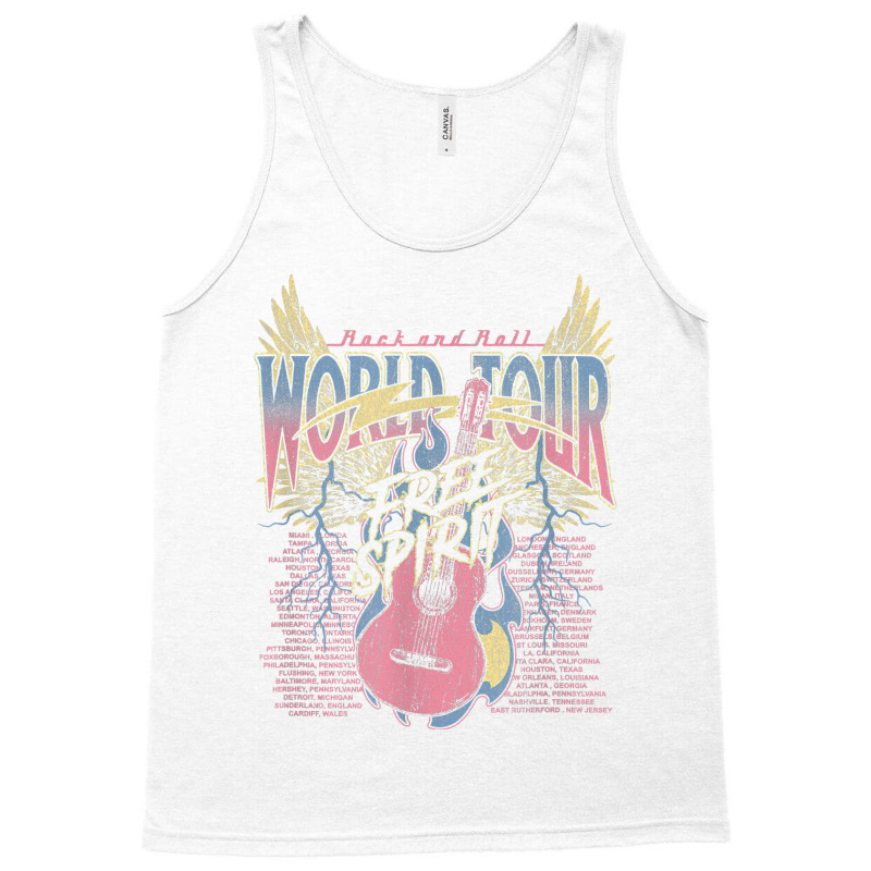 Rock & Roll Free Spirit World Tour Guitar Fire Wings Thunder T Shirt Tank Top by klaasmis | Artistshot