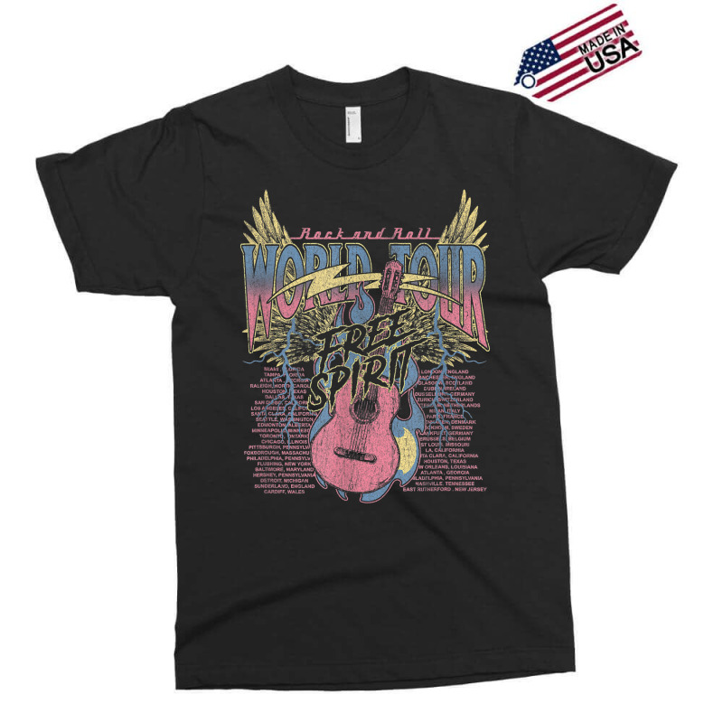 Rock & Roll Free Spirit World Tour Guitar Fire Wings Thunder T Shirt Exclusive T-shirt by klaasmis | Artistshot