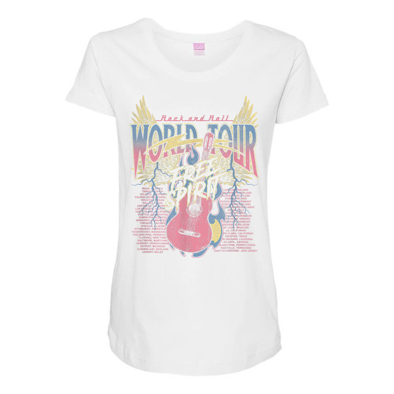 Rock & Roll Free Spirit World Tour Guitar Fire Wings Thunder T Shirt Maternity Scoop Neck T-shirt by klaasmis | Artistshot