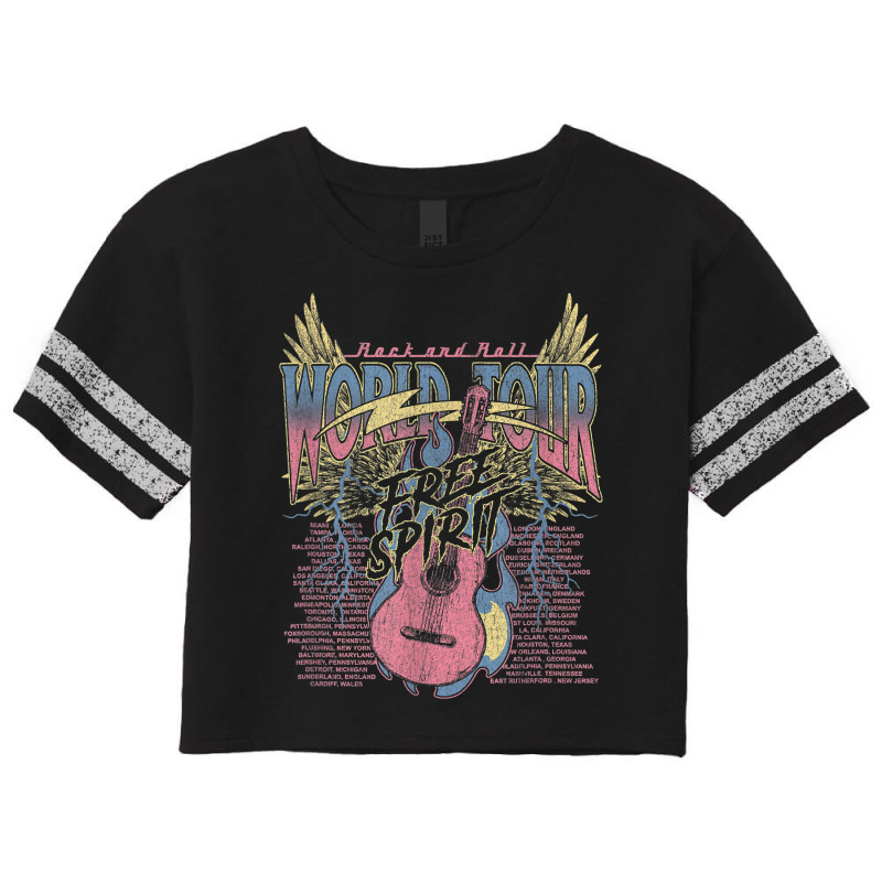 Rock & Roll Free Spirit World Tour Guitar Fire Wings Thunder T Shirt Scorecard Crop Tee by klaasmis | Artistshot