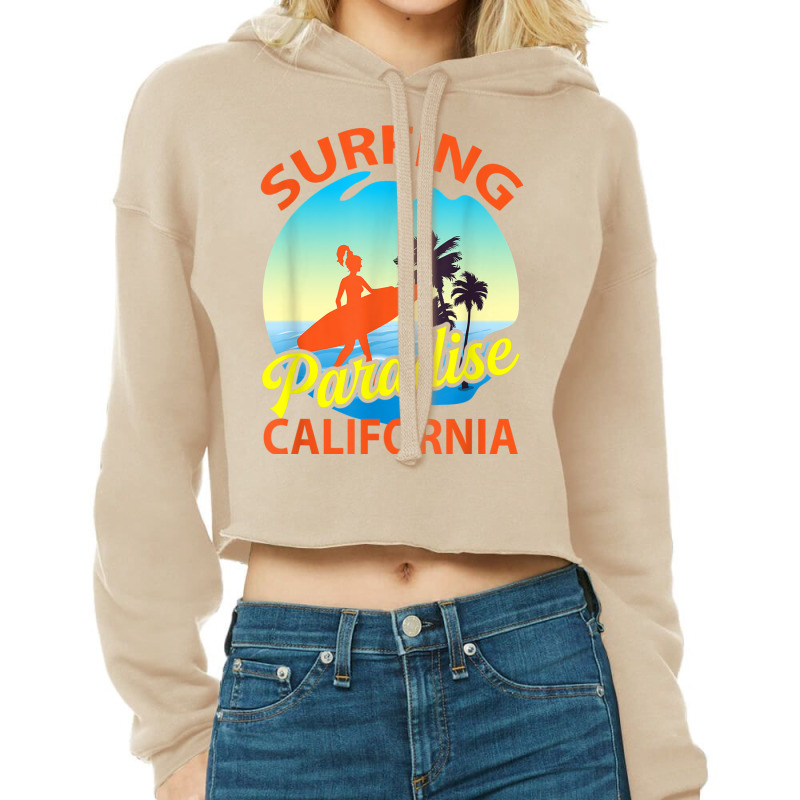 Surfing Paradise California Surfing T Shirt Cropped Hoodie by cm-arts | Artistshot