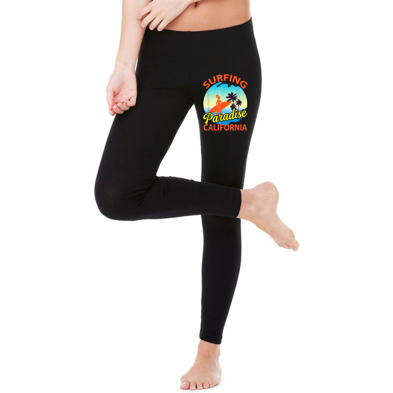 Surfing Paradise California Surfing T Shirt Legging by cm-arts | Artistshot