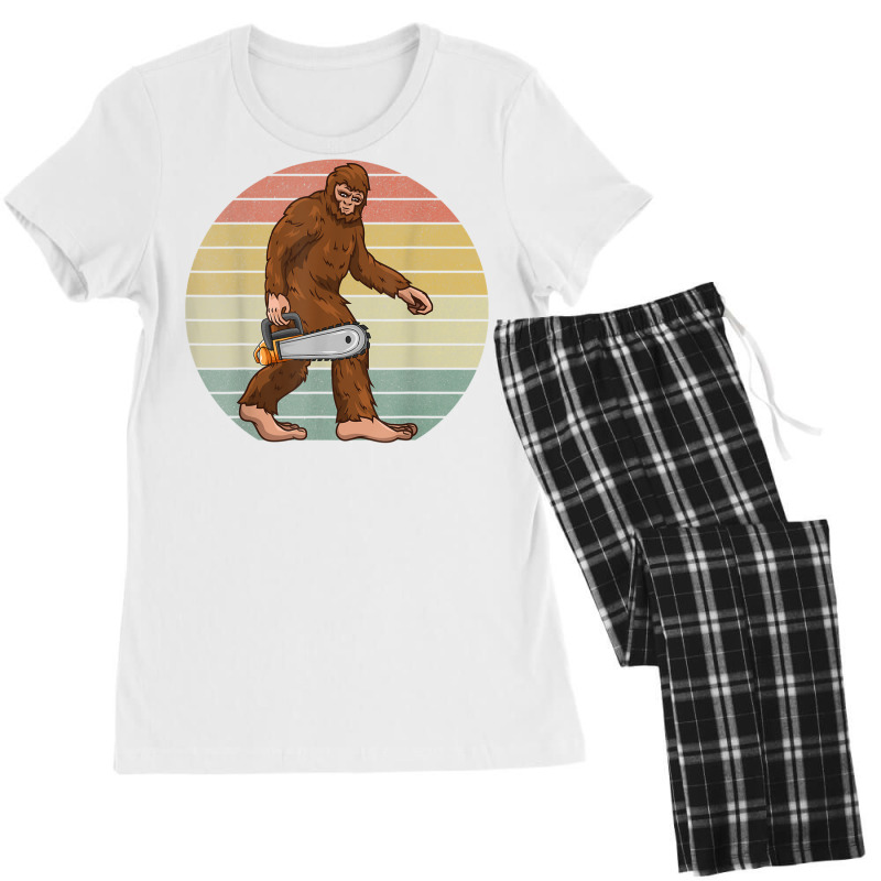 Custom Bigfoot Holding Chainsaw Lumberjack Logger Funny Sasquatch T Shirt  Women's Pajamas Set By Hin - Artistshot