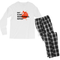 Eat Sleep Basketball Repeat, Basketball Funny Men's Long Sleeve Pajama Set | Artistshot