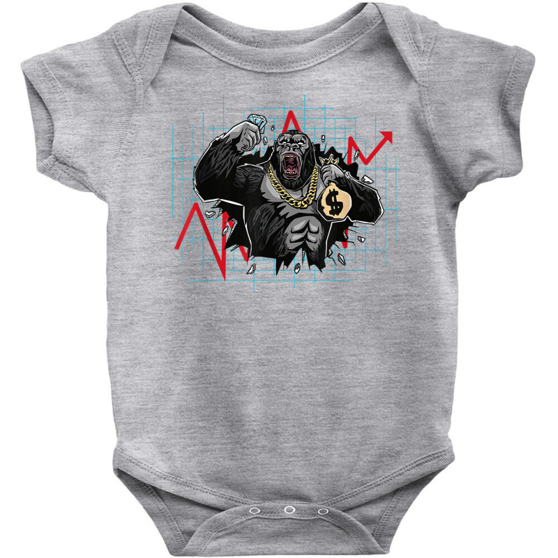 Cash Monkey Crashing Market Gorilla Stock Market Crash Ape T Shirt Baby Bodysuit by hin | Artistshot