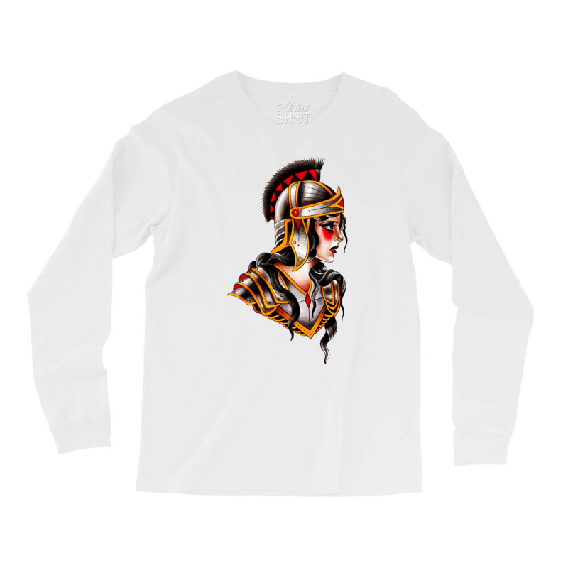 Traditional Beautiful Knight Tattoo Long Sleeve Shirts by cm-arts | Artistshot