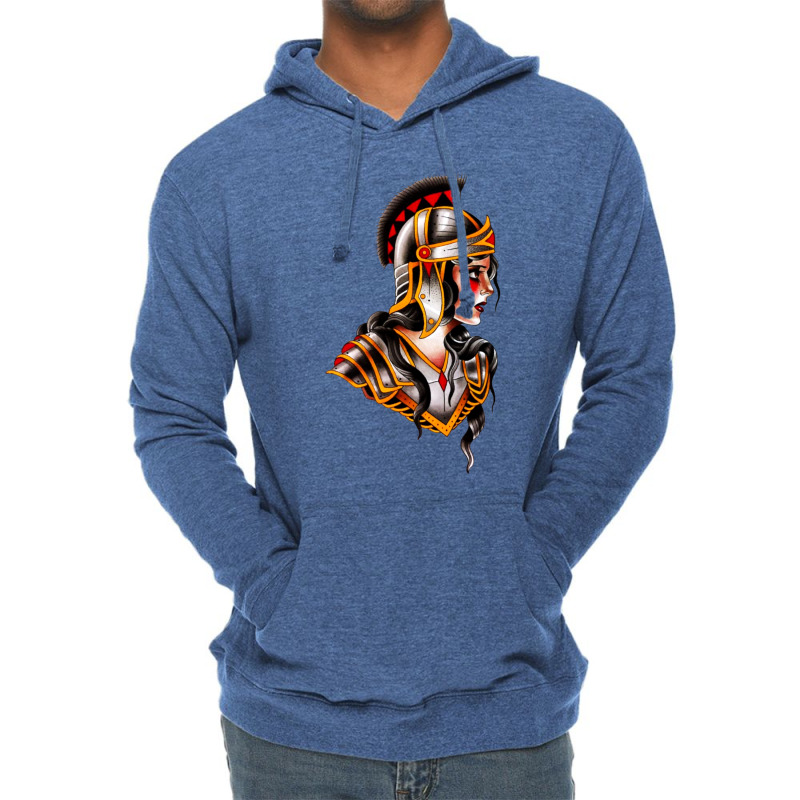 Traditional Beautiful Knight Tattoo Lightweight Hoodie by cm-arts | Artistshot