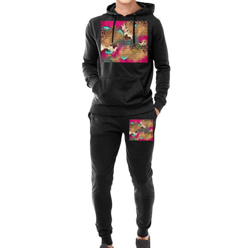 Pink Glitter Leopard Sunflower Gemstone Hoodie & Jogger Set | Artistshot