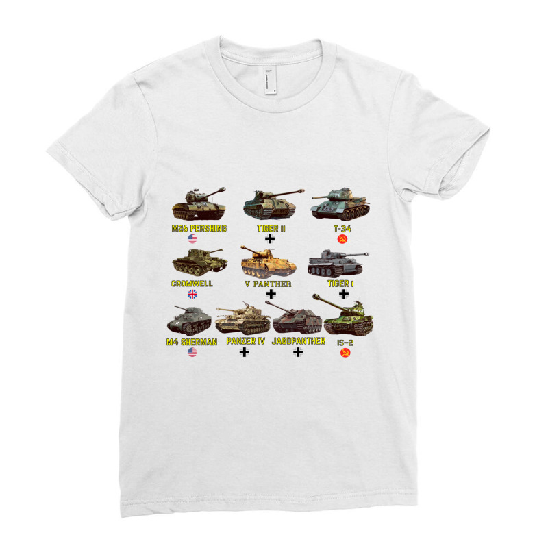 Top Ten Best Ww2 Tanks M4 Sherman Panzer Iv Tiger Ii T 34 Sweatshirt Ladies Fitted T-Shirt by cm-arts | Artistshot