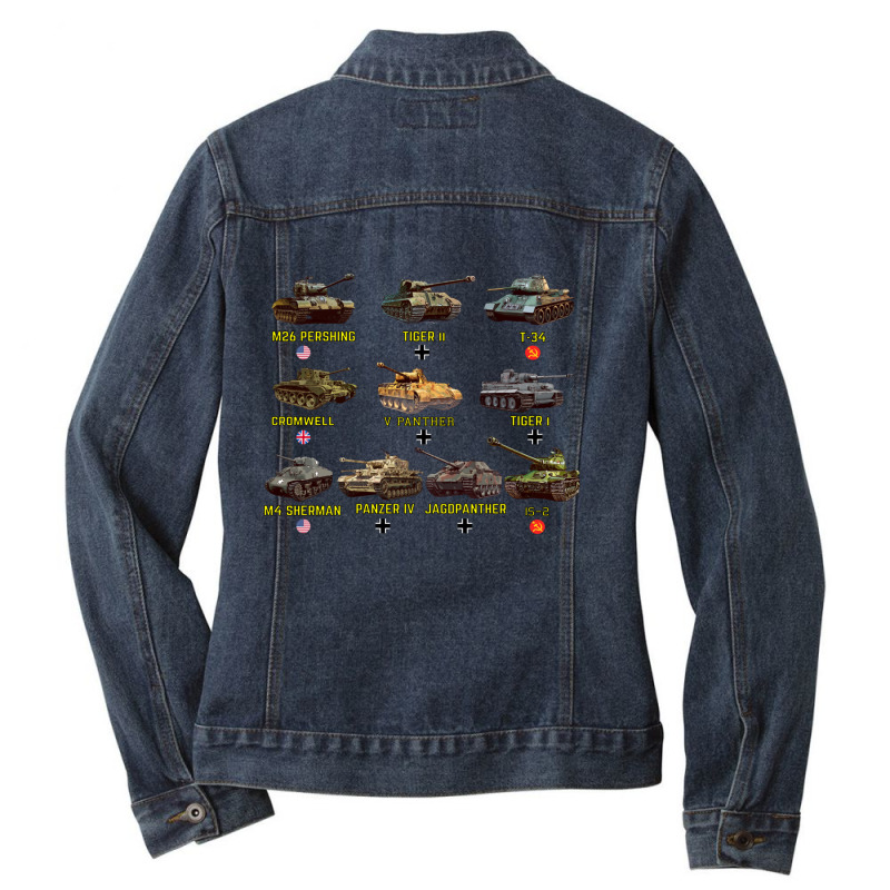 Top Ten Best Ww2 Tanks M4 Sherman Panzer Iv Tiger Ii T 34 Sweatshirt Ladies Denim Jacket by cm-arts | Artistshot