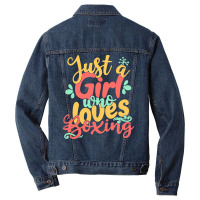 Just A Girl T  Shirt Just A Girl Who Loves Boxing Gift Product T  Shir Men Denim Jacket | Artistshot