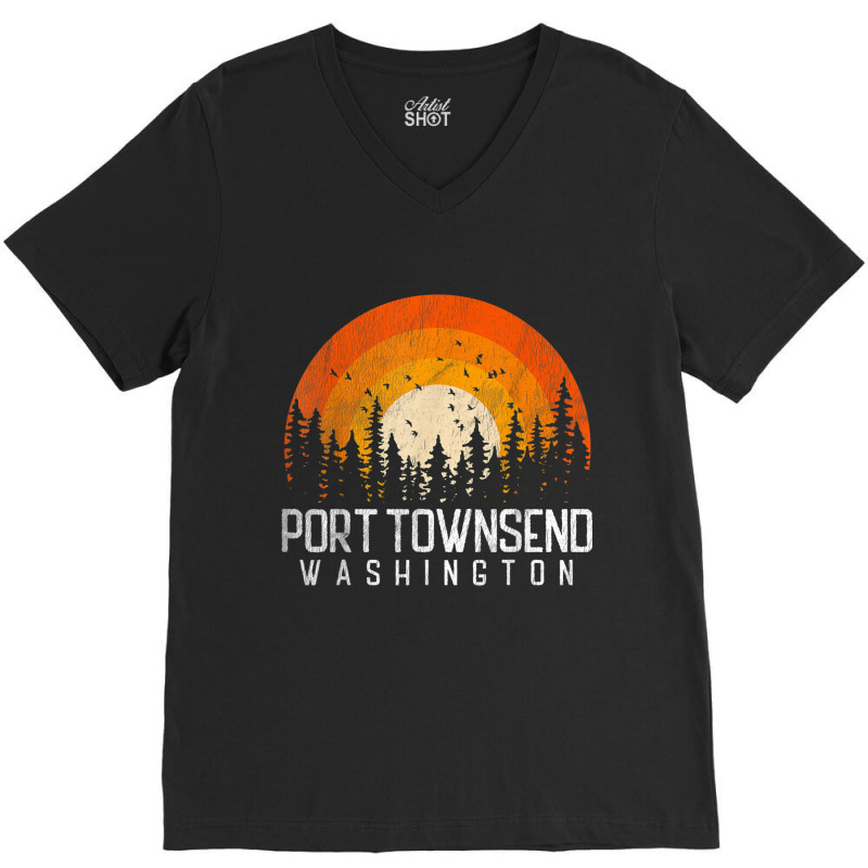 Port Townsend Washington Wa Shirt Retro 70s 80s Vintage Gift T Shirt V-neck Tee | Artistshot