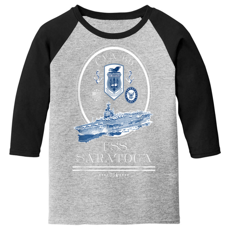 Uss Saratoga Cva 60 Naval Ship Military Aircraft Carrier T Shirt Youth 3/4 Sleeve by cm-arts | Artistshot