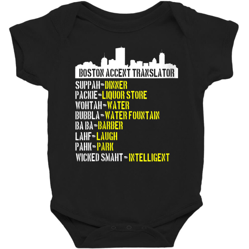 Womens Funny Boston Accent Translator For Wicked Smaht Bostonians V Ne Baby Bodysuit | Artistshot