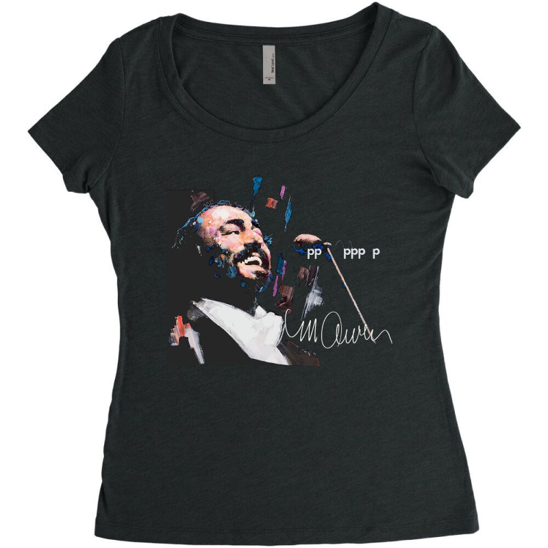 Original Portrait Of Luciano Pavarotti Shirt Women's Triblend Scoop T-shirt | Artistshot