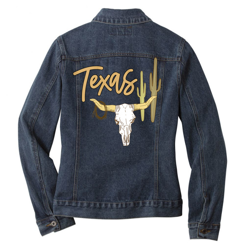 Womens Vintage Style Texas Native Texan Lonestar State Longhorn Tank T Ladies Denim Jacket by cm-arts | Artistshot