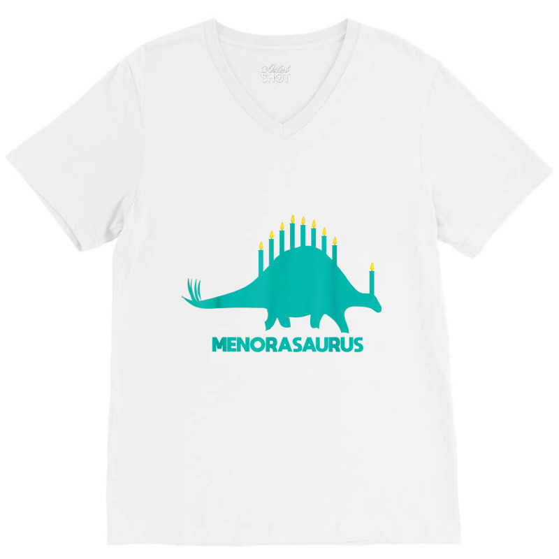 Funny Hanukkah Tee Dinosaur Stegosaurus Dino Menorah T Shirt V-neck Tee | Artistshot