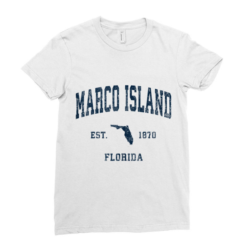 Marco Island Florida Fl Vintage Athletic Navy Sports Design Tank Top Ladies Fitted T-Shirt by cm-arts | Artistshot