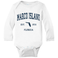 Marco Island Florida Fl Vintage Athletic Navy Sports Design Tank Top Long Sleeve Baby Bodysuit | Artistshot